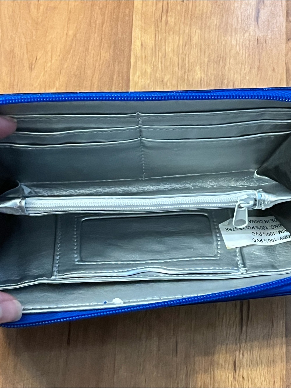 Steve Madden Blue Glitter Zip-Around Wallet - Picture 4 of 5